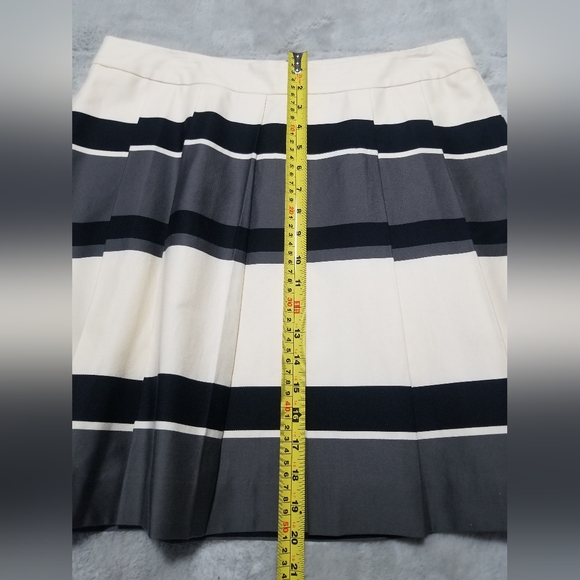 LOFT Pleated White, Grey and Black Midi Skirt Size 12 - Picture 4 of 9